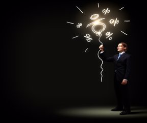 21322471 - image of businessman in black suit against dark background