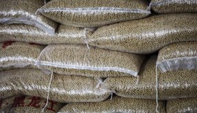 Sacks of soybeans in China. Photographer: Qilai Shen/Bloomberg