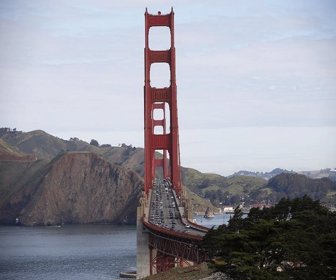 Cars cross the Golden Gate Bridge in San Francisco