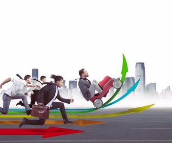 Businesspeople in the direction of financial growth