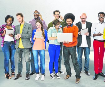 Group Of People Using Digital Device Technology Concept