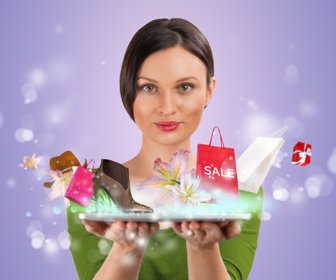 Woman shopping online using her tablet computer