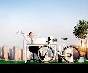 Businessman Bicycle Eco-Friendly Environmental Concept