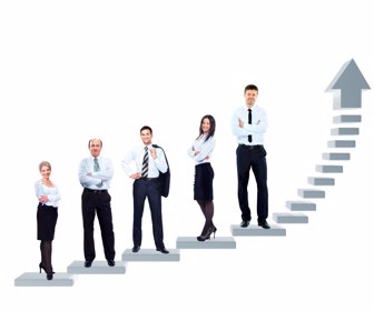 business team is standing on a graph