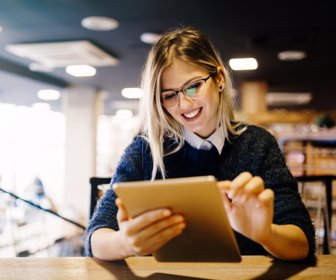 Student studying on tablet pc