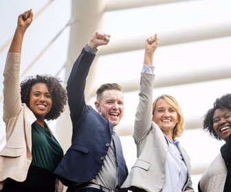 Successful and happy business team