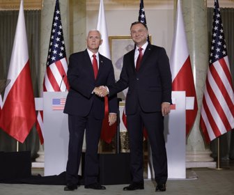 U.S. Vice President Mike Pence, left, and Andrzej Duda