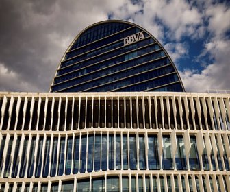 FILE PHOTO: The headquarters of the Spanish bank BBVA are seen in Madrid